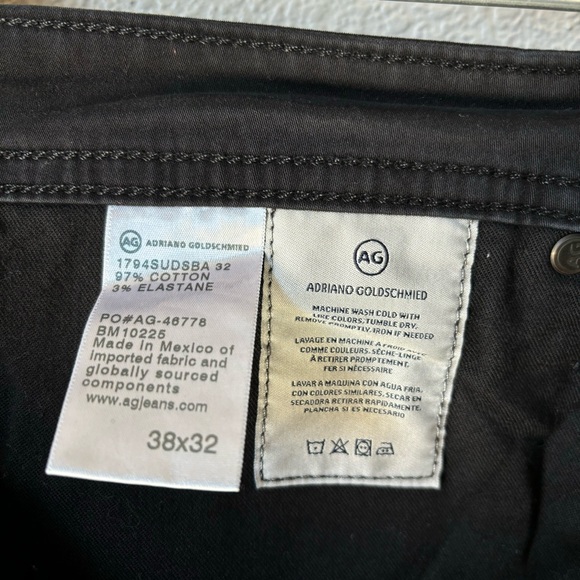 AG Adriano Goldschmied Men 38 x 27 Everett Sueded Slim Straight Leg Jeans Black - Picture 2 of 8